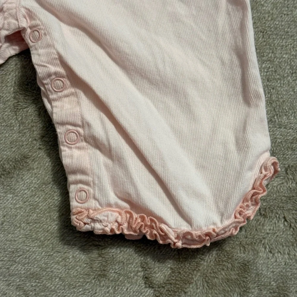 Vintage Gymboree Pink Corduroy Rose Floral Ruffle Overalls 0-3 Months 2002